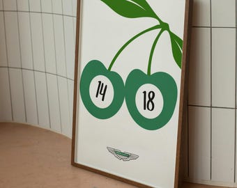 Aston Martin F1 Cherry Print: Alonso y Stroll, póster de Fórmula 1
