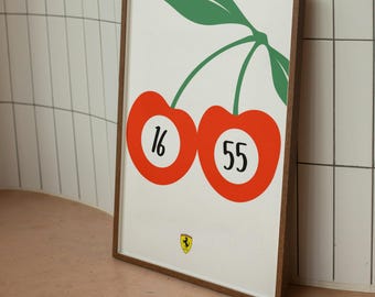 Ferrari F1 Cherry Print: Póster con los números de Leclerc y Sainz