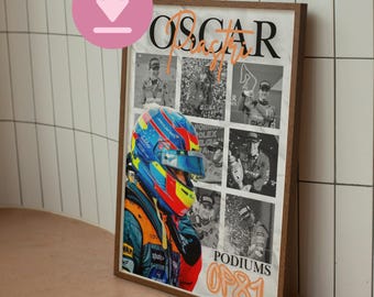 Impresión del podio de Oscar Piastri en F1: Póster de McLaren Racing (descarga digital)