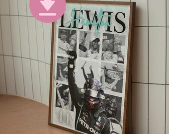 Póster de Lewis Hamilton en la F1: Impresión de la Pole Position, regalo para aficionados a las carreras (descarga digital)