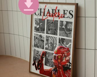 Póster de Charles Leclerc en F1: Impresión de carreras de Fórmula 1 (descarga digital)