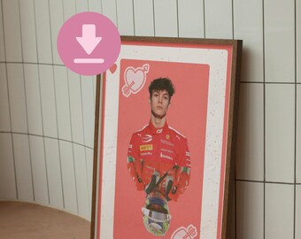 Descargar la tarjeta de juego de Ollie Bearman: póster de Fórmula 1, regalo para un fan de la F1