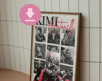 Impresión descargable del podio de F1 de Andrea Kimi Antonelli: Póster de Mercedes Racing