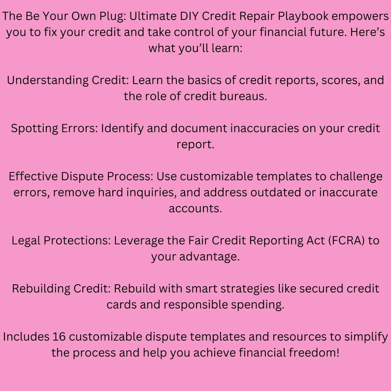 Be Your Own Plug: the Ultimate DIY Credit Repair Playbook - Etsy