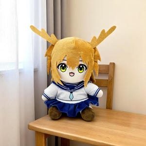 Cute Deer Plush Toy, Stuffed Cartoon Doll with Antlers, Smiling Animal Plushie, Gift for Her