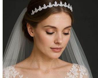 Zircon Crystal Headband - Bridal Tiara Headpiece - Elegant  display picture 1