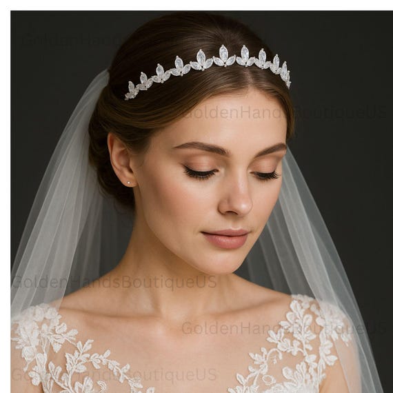Zircon Crystal Headband - Bridal Tiara Headpiece - Elegant  display picture 2