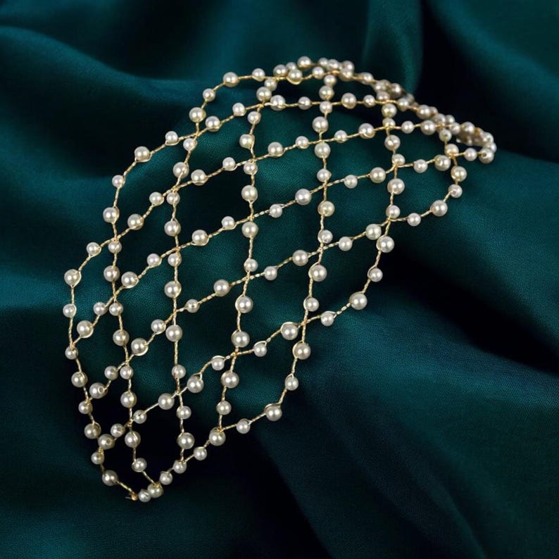 Pearl Net Headpiece • Handmade Pearl Cage Hair Accessory • Elegant ...
