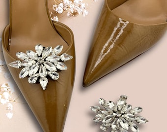 Crystal Flower Shoe Clips | Rhinestone Removable Buckles | Bridal, Prom, Christmas, Party Shoe Accessories | Elegant Gift for Her