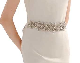 Handmade Bridal Belt Sash, Rhinestone Belt, Wedding Dress Belt , Crystal Bridal Belt, Thin Wedding Belt, Bridal Belt, Bridal Belt Clasp.