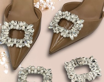 Clips de diamantes de imitación para zapatos: adornos de cristal para zapatos de boda, accesorios para zapatos de novia, hebillas de lujo con brillo.