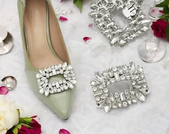 Rhinestone Shoe Clips for Shoes – Crystal Embellishments for Wedding Shoes, Bridal Shoe Accessories, Luxury Sparkling Shoe Buckles
