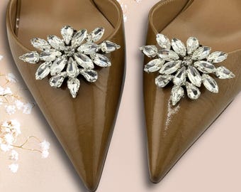 Crystal Flower Shoe Clips | Rhinestone Removable Buckles | Bridal, Prom, Christmas, Party Shoe Accessories | Elegant Gift for Her