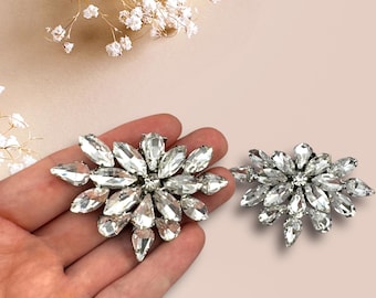 Crystal Flower Shoe Clips | Rhinestone Removable Buckles | Bridal, Prom, Christmas, Party Shoe Accessories | Elegant Gift for Her