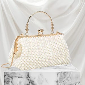 Elegant Wedding Bag with Pearl Accents - Ideal for Bridal Showers and Formal Parties • Gift Honeymoon Bag • Formal Party Accessory