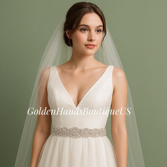 ivory sash for wedding dress Bridal Belt With Rhinestones • Beaded • Elegant Crystal Waistband Bride • Pearl & Crystal Belt for Gown Forest green bridesmaid dress