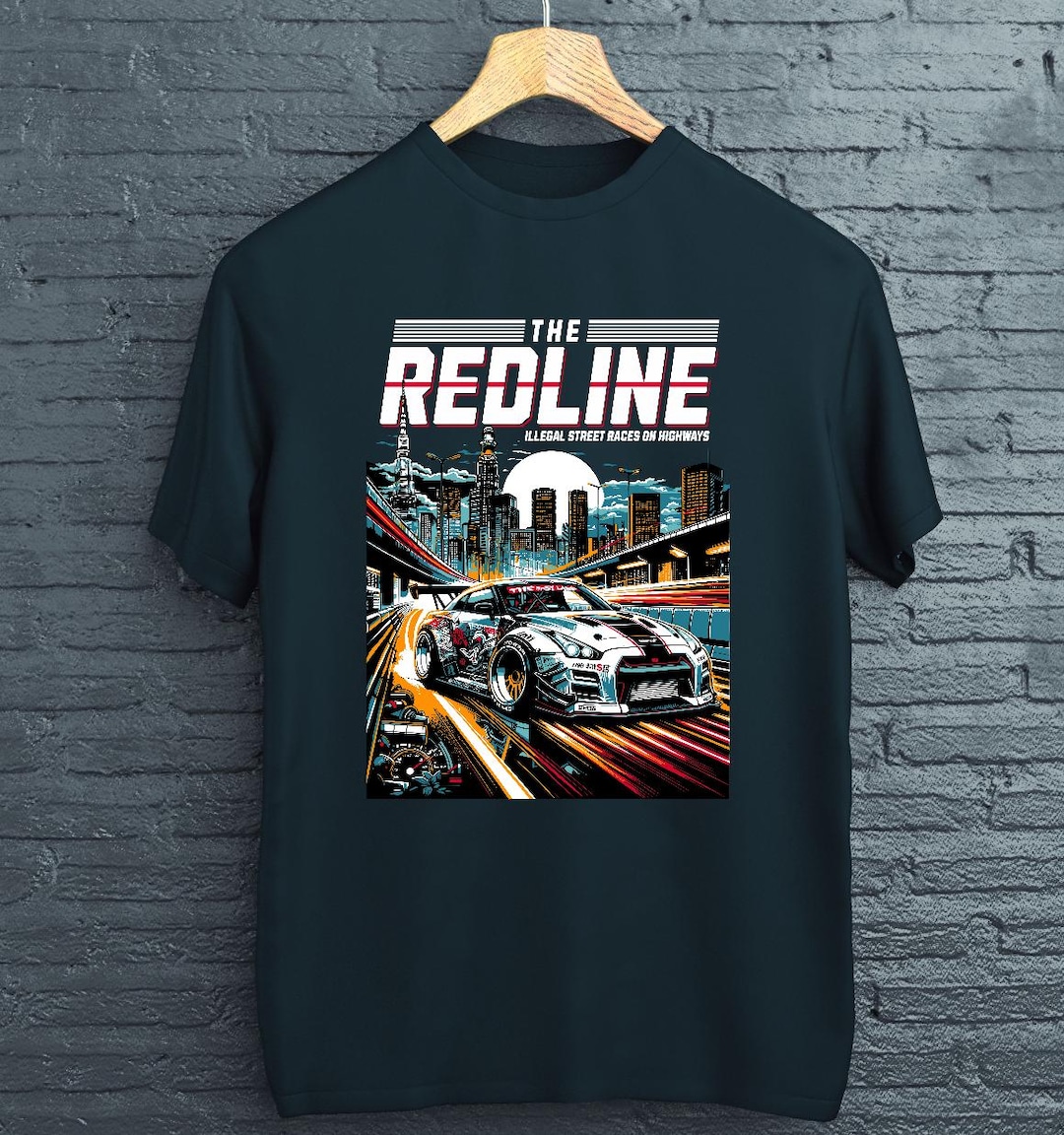 Dark Blue Racing Printed Short Sleeve T Shirt main image 0
