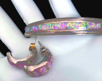 SILVER & OPAL BRACELET Earrings Set