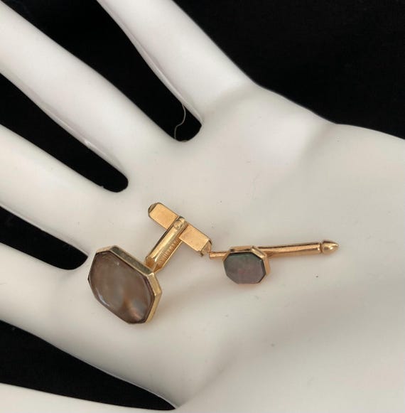 VINTAGE SWANK ABALONE Cufflink Set - image 4
