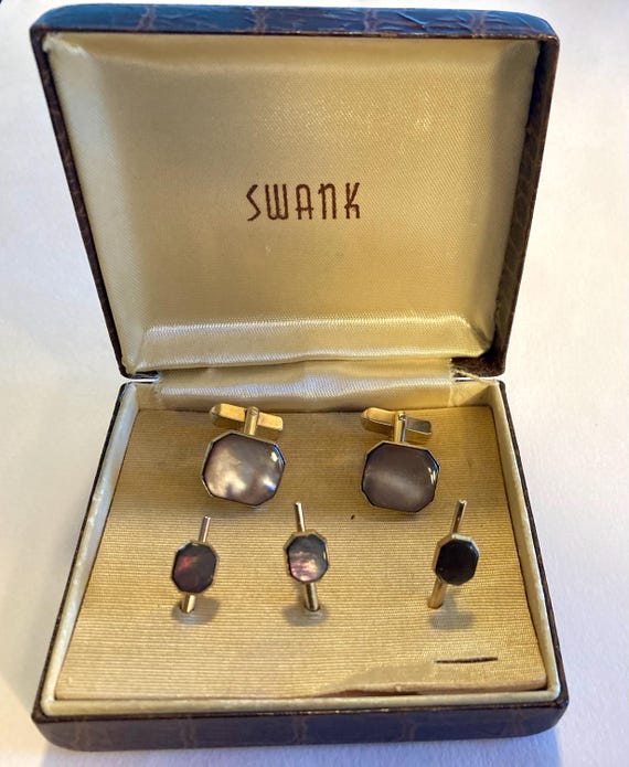 VINTAGE SWANK ABALONE Cufflink Set - image 6