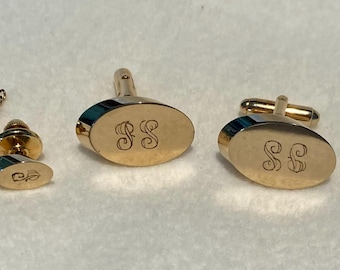 Vintage CUFF LINKS & TIETACK Set "P S"