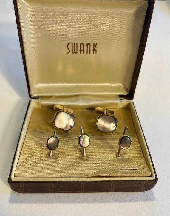 VINTAGE SWANK ABALONE Cufflink Set - image 2