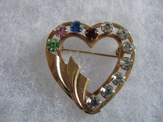 Beautiful Vintage Catamore Heart shaped rhineston… - image 2