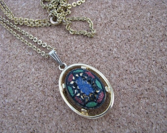 Vintage Multi color Light of the East Pendant Necklace by Sarah Coventry