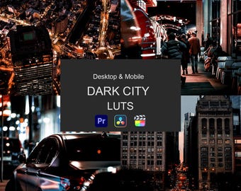 10 Dark City Video LUTs,Premiere Pro,Da Vinci LUTs,Color Grading Video Filter,Cinematic Video LUTs,Cinematic Dark LUTs,Dark LUTs,