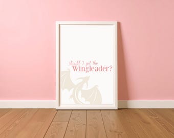 Arte de parede da quarta ala, Devo comprar o Wingleader?, Decoração de parede para impressão de Xaden Riorson, Decoração de canto de leitura rosa Romantasy para download digital