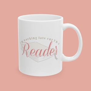 Sabrina Carpenter Mug, I&#39;m Working Late Mug, Espresso Mug, Gift for Bookish Girl, Short n Sweet Mug | 11oz Coffee Mug, Pink Bookish Mug