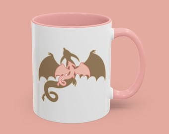 Fourth Wing Mug, Bookish Fantasy Dragon Mug, Gift for Romantasy Reader, Coquette Romantasy Mug | 11oz Coffee Mug, Pink Bookish Mug