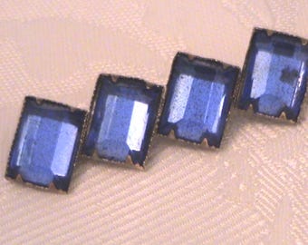 Antique Vauxhall Blue Glass Bar Brooch, As Found