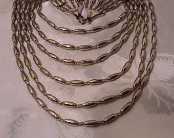 Vintage 1950s MONET Multi Strand Gold Bead Necklace