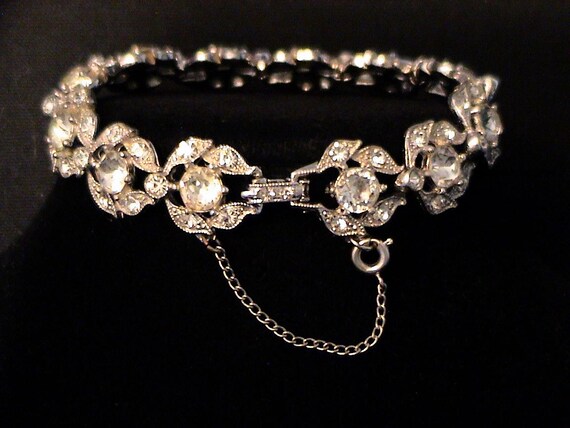 Vintage BOGOFF Clear Crystal Rhinestone Bracelet … - image 9
