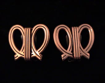 Vintage RENOIR Mid Century Modern Copper Clip Earrings