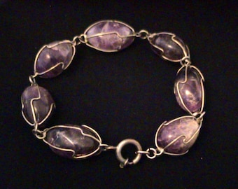 Vintage Caged Amethyst Gemstone Bracelet