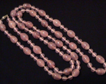 Vintage Purple Lampwork Glass Bead 40-Inch-Long Necklace, Sterling Clasp