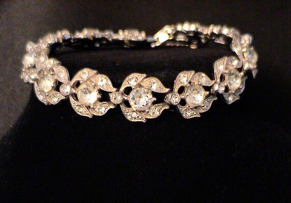 Vintage BOGOFF Clear Crystal Rhinestone Bracelet … - image 8