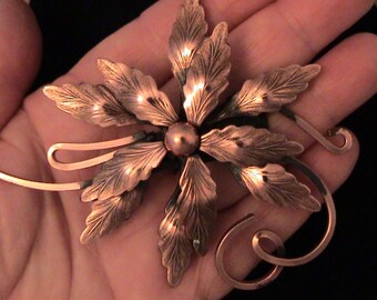 Large Vintage RENOIR Mid Century Modern Copper Flower Brooch