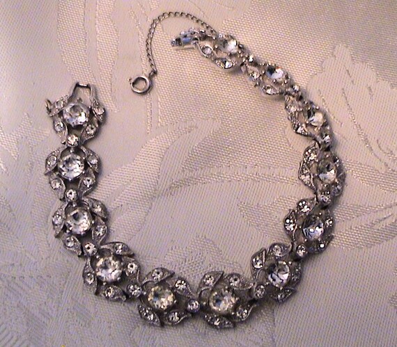 Vintage BOGOFF Clear Crystal Rhinestone Bracelet … - image 4