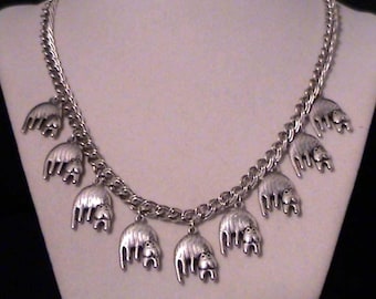 Vintage LAUREL BURCH “Aztec Cat” Silver Charm Necklace