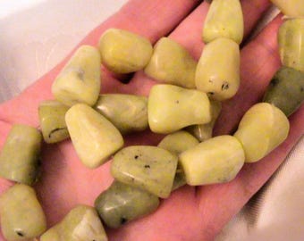 DESTASH "Lemon Jade" Tumbled Serpentine Gemstone Strand