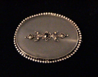 Antique Art Deco CAMPHOR GLASS Marcasite Sliver Brooch