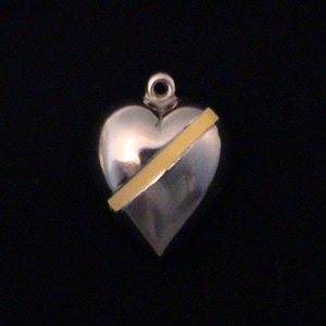 Vintage Sterling PUFFY HEART Charm Yellow Enamel Stripe w Engraved Name &quot;Nan&quot;