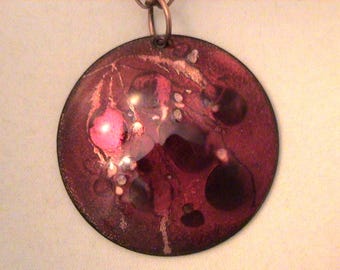 Vintage LILLIAN SKAGGS Enamel on Copper MCM Artisan Pendant Necklace