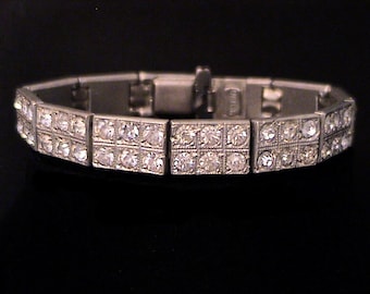 ART DECO Paste Pot Metal Articulated Panel Bracelet