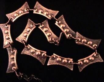 Vintage MATISSE Enamel & Copper Dots Necklace
