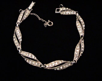 Vintage BOGOFF Clear Crystal Rhinestone Bracelet
