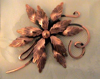 Large Vintage RENOIR Mid Century Modern Copper Flower Brooch